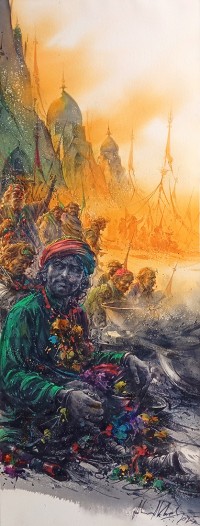 Ali Abbas, 11 x 30 inch, Watercolor on Paper, Figurative Painting-AC-AAB-323